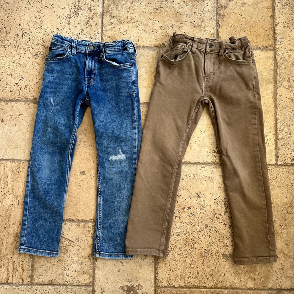 Boys Brown and Blue Denim Jeans